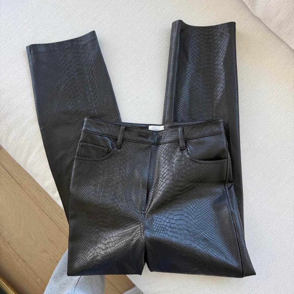 Black snake print faux leather aritzia pants